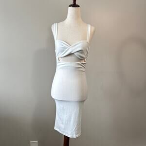 LUCA and GRAE Cream Bodycon Midi Dress with Sweetheart Neckline